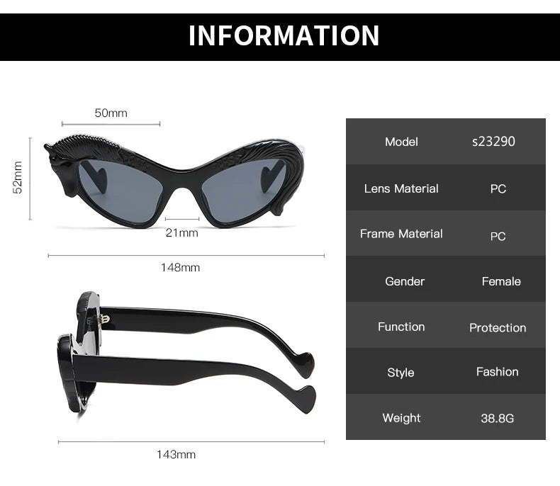 2024 New Trend Sunglasses Cute Animal Elements Design Pegasus Style Sunglasses Party Eyeglasses Female