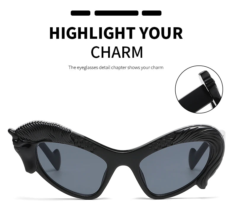 2024 New Trend Sunglasses Cute Animal Elements Design Pegasus Style Sunglasses Party Eyeglasses Female