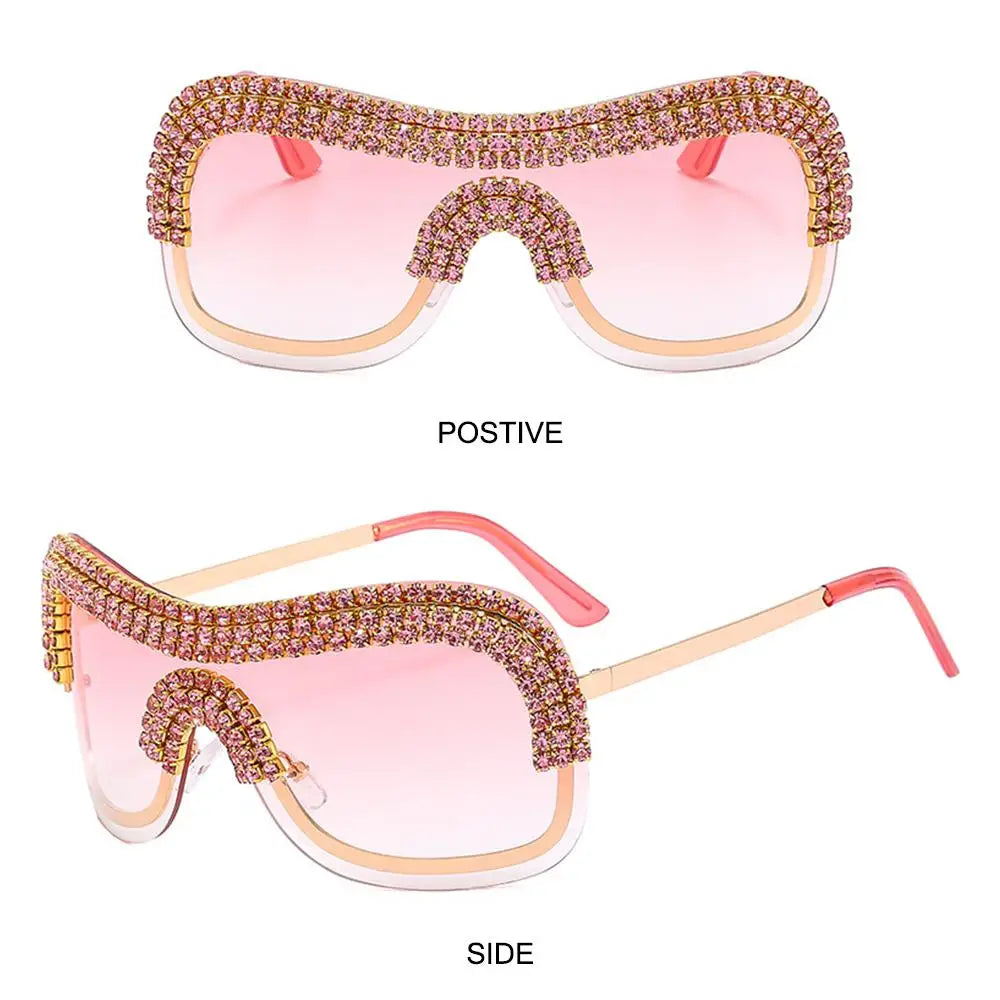 Vintage Rhinestone Big Metal Y2k Sunglasses Oversized Diamond Sun Glasses Female Shades