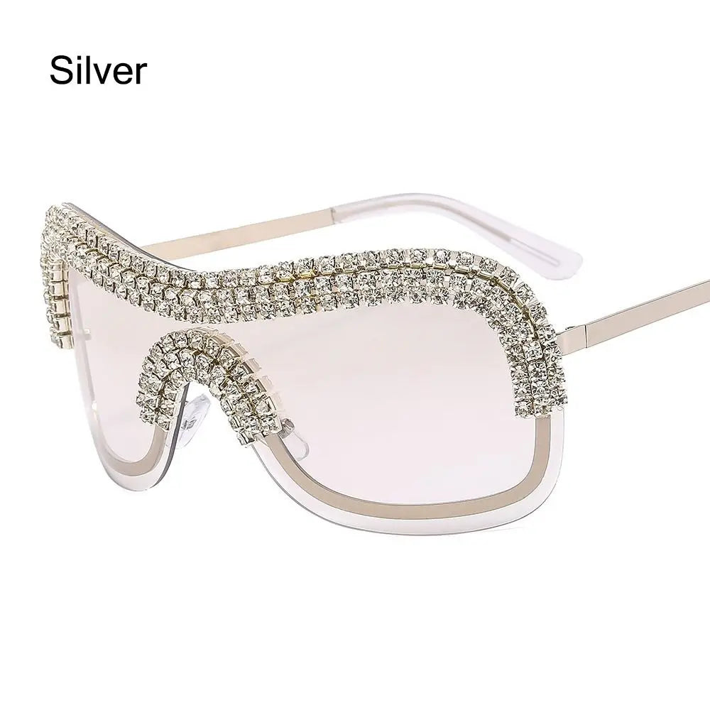 Vintage Rhinestone Big Metal Y2k Sunglasses Oversized Diamond Sun Glasses Female Shades
