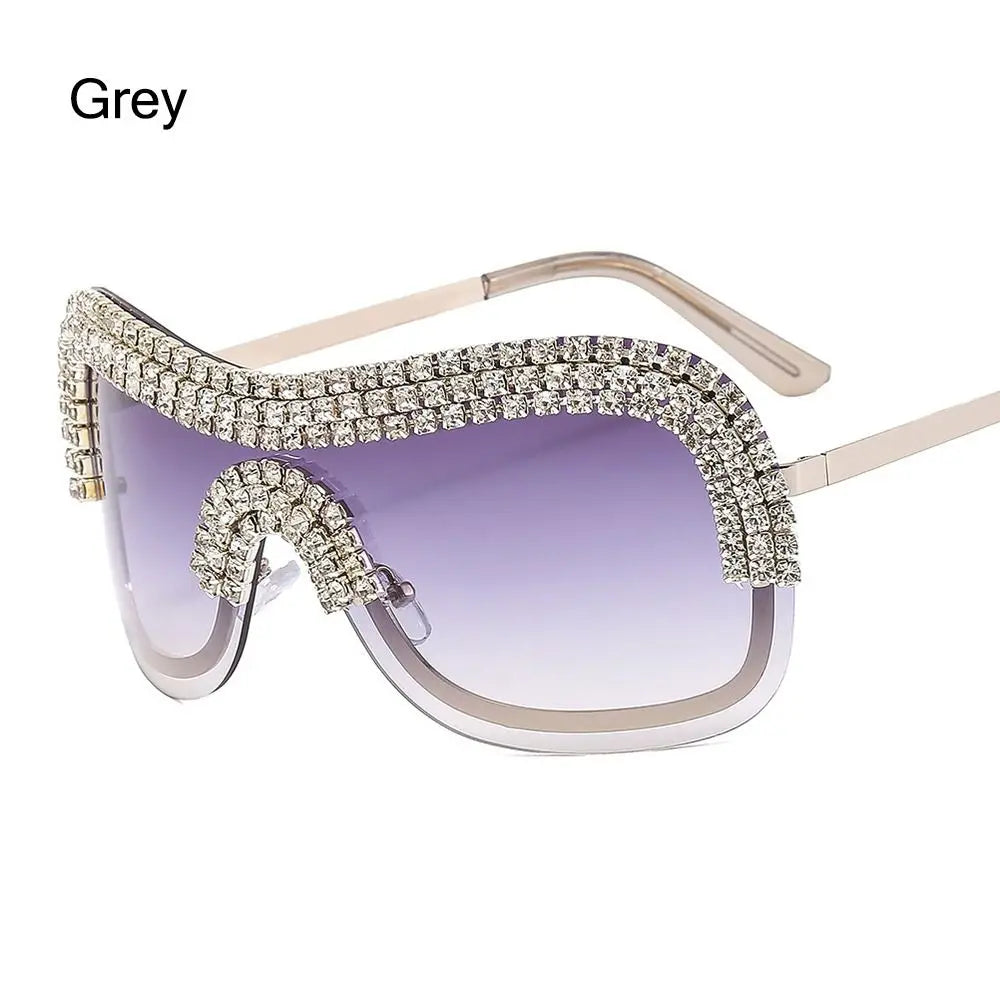 Vintage Rhinestone Big Metal Y2k Sunglasses Oversized Diamond Sun Glasses Female Shades