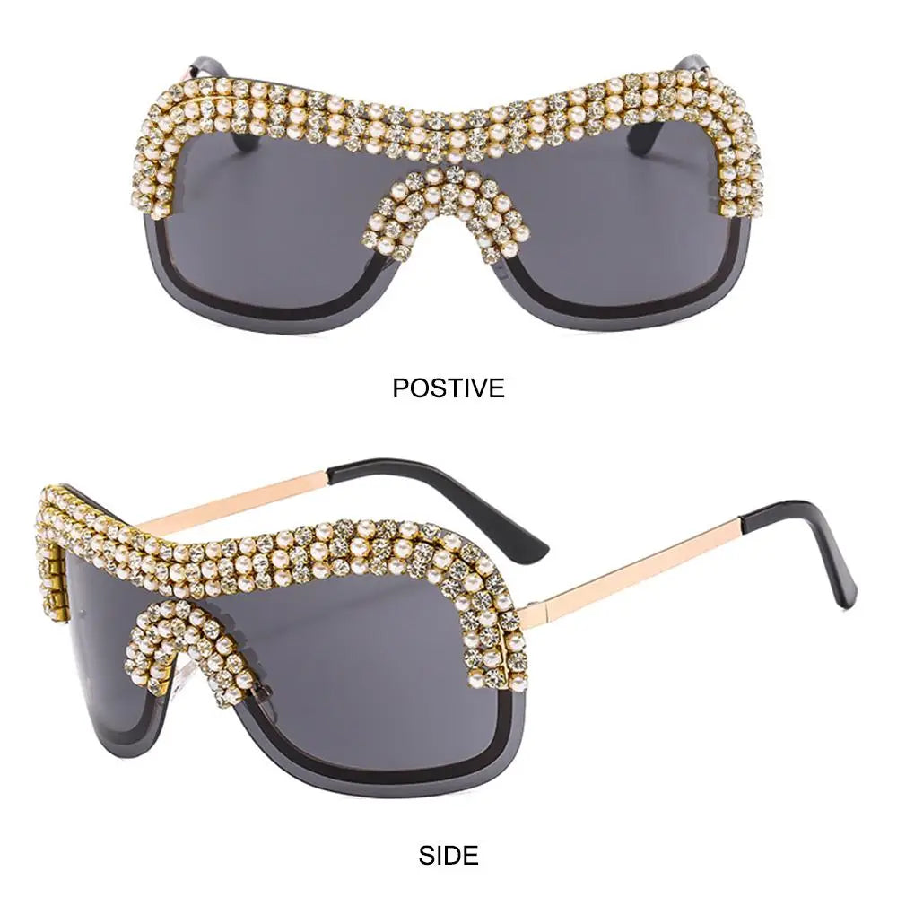 Vintage Rhinestone Big Metal Y2k Sunglasses Oversized Diamond Sun Glasses Female Shades
