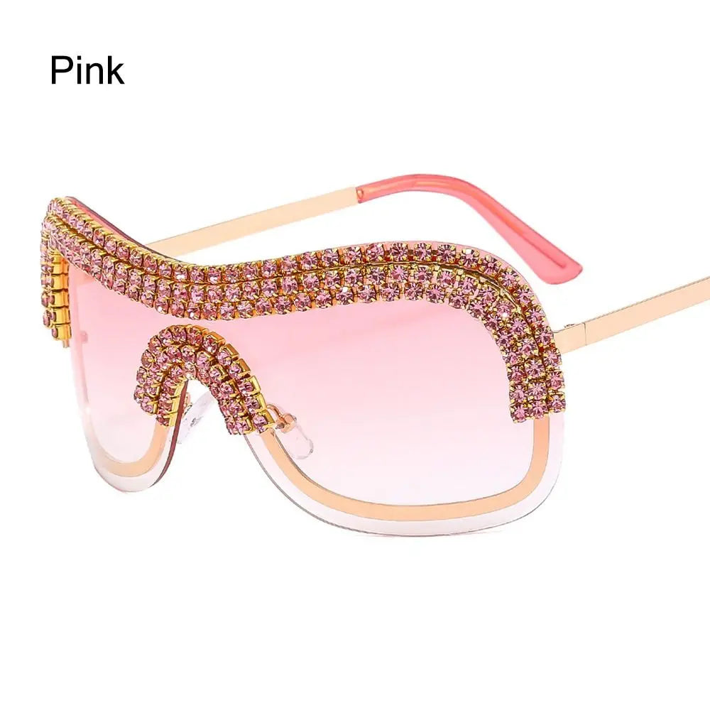 Vintage Rhinestone Big Metal Y2k Sunglasses Oversized Diamond Sun Glasses Female Shades