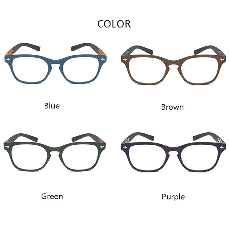 Wood Grain Reading Glasses for Men Women Retro Unbreakable Optical Magnifying Presbyopic Readers Glasses Full Rim Blue