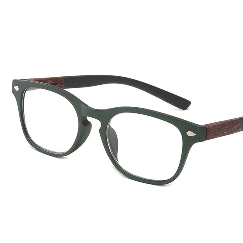 Wood Grain Reading Glasses for Men Women Retro Unbreakable Optical Magnifying Presbyopic Readers Glasses Full Rim Blue