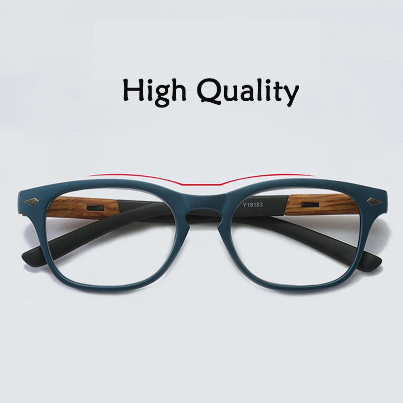 Wood Grain Reading Glasses for Men Women Retro Unbreakable Optical Magnifying Presbyopic Readers Glasses Full Rim Blue