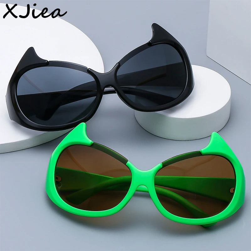 XJiea Designer Cat Eye Women's Sunglasses Vintage Big Frame Sexy Sun Glasses For Men Y2K Party Accessory Eyewear UV400