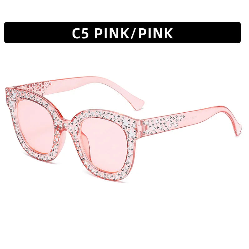 XJiea Oversized Sunglasses Women Designer Punk Star Rhinestone Big Frame Sun Glasses For Female Outdoor Party Driving Shades