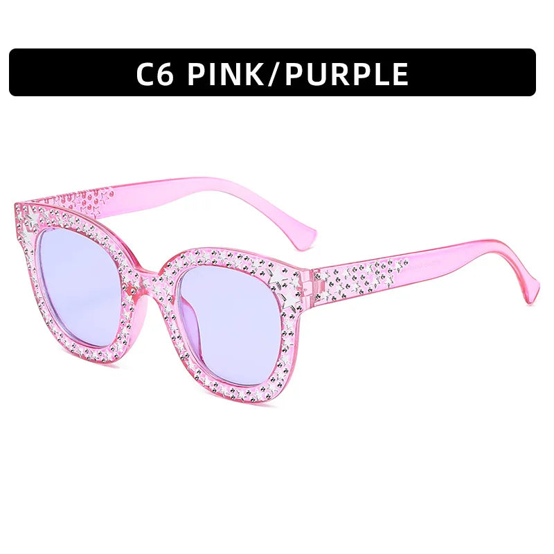 XJiea Oversized Sunglasses Women Designer Punk Star Rhinestone Big Frame Sun Glasses For Female Outdoor Party Driving Shades