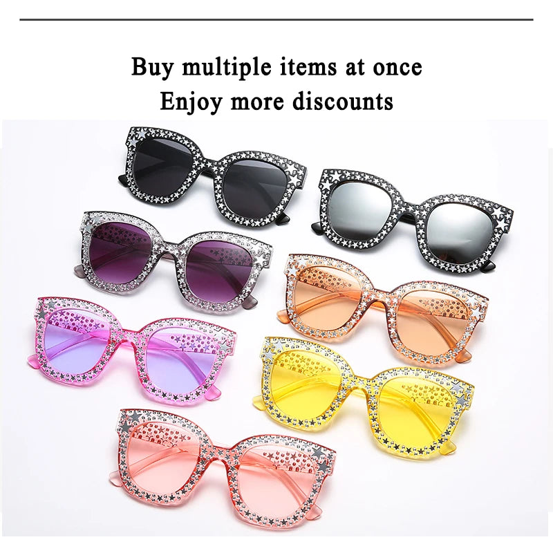 XJiea Oversized Sunglasses Women Designer Punk Star Rhinestone Big Frame Sun Glasses For Female Outdoor Party Driving Shades