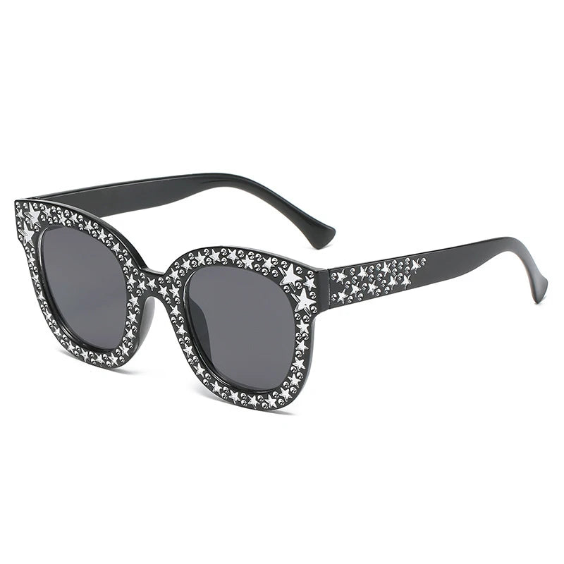 XJiea Oversized Sunglasses Women Designer Punk Star Rhinestone Big Frame Sun Glasses For Female Outdoor Party Driving Shades