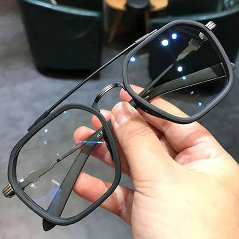 1PCs Blue Light Blocking High-end Glasses Men Optical Clear Glasses Black Square Frame Eyeglasses Anti-radiation
