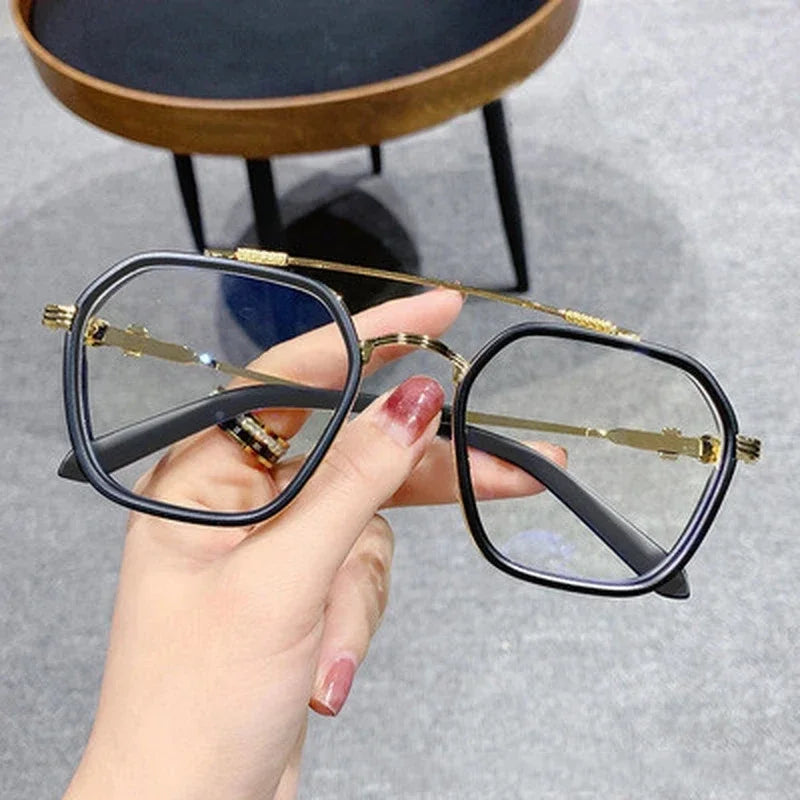 1PCs Blue Light Blocking High-end Glasses Men Optical Clear Glasses Black Square Frame Eyeglasses Anti-radiation