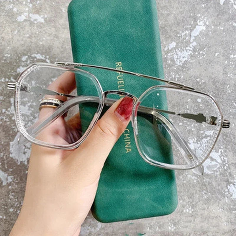 1PCs Blue Light Blocking High-end Glasses Men Optical Clear Glasses Black Square Frame Eyeglasses Anti-radiation