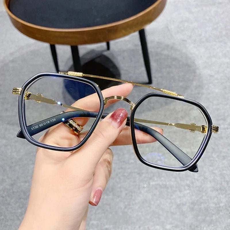 1PCs Blue Light Blocking High-end Glasses Men Optical Clear Glasses Black Square Frame Eyeglasses Anti-radiation