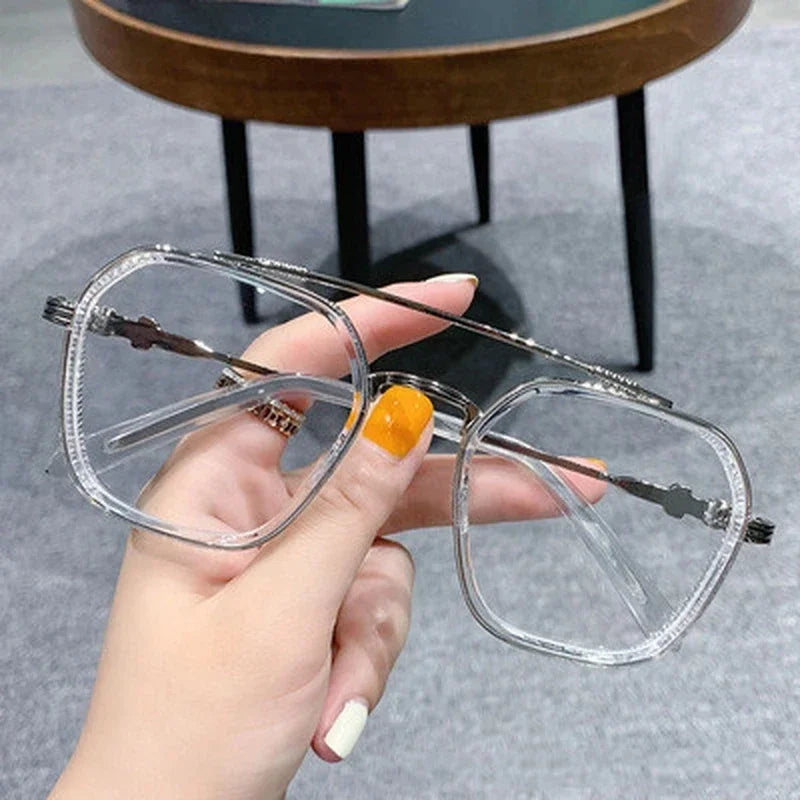 1PCs Blue Light Blocking High-end Glasses Men Optical Clear Glasses Black Square Frame Eyeglasses Anti-radiation