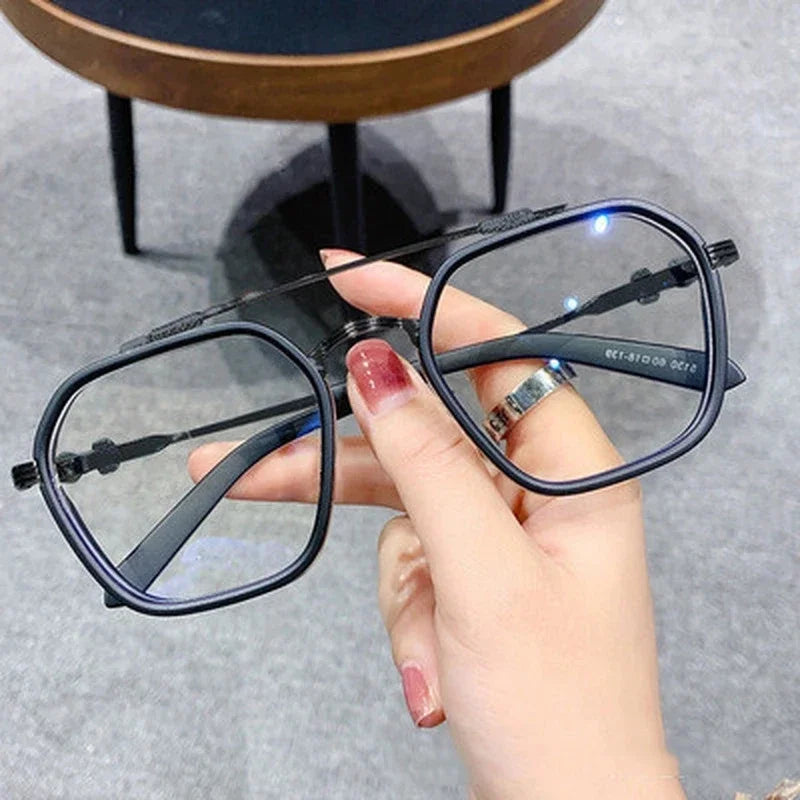 1PCs Blue Light Blocking High-end Glasses Men Optical Clear Glasses Black Square Frame Eyeglasses Anti-radiation