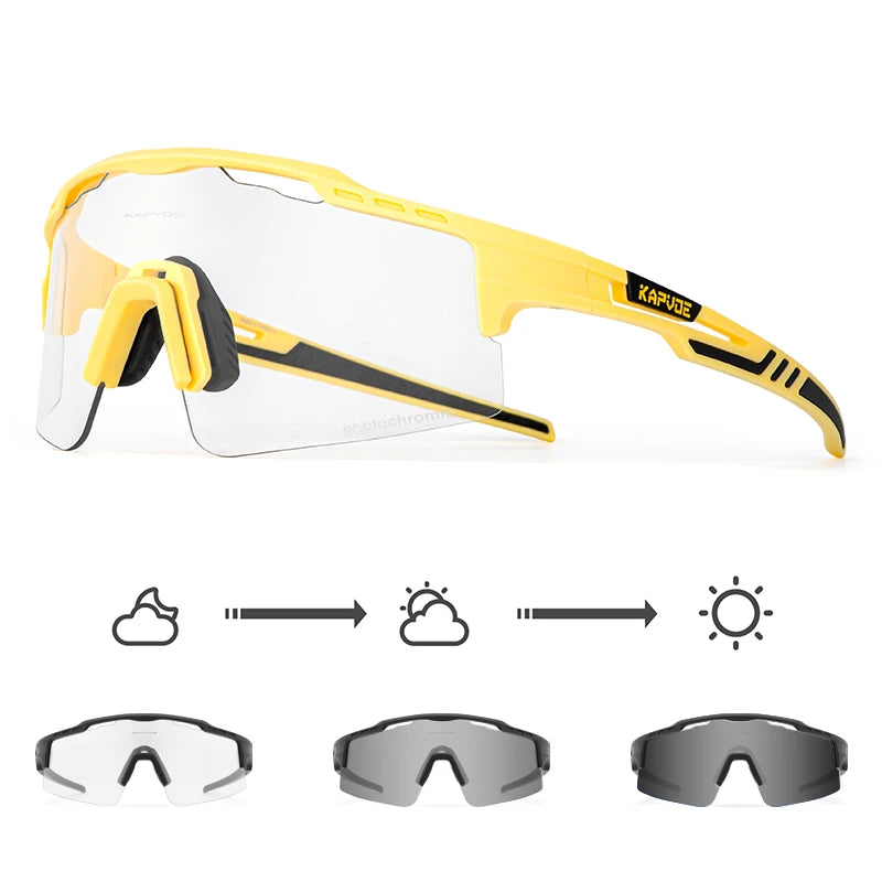 2023 Kapvoe Photochromic Cycling Glasses Sunglasses for Men Women Sport Speed Road Mtb Mountain Bike Bicycle Cycl Eyewear Goggle