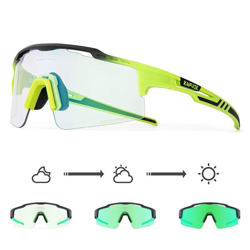 2023 Kapvoe Photochromic Cycling Glasses Sunglasses for Men Women Sport Speed Road Mtb Mountain Bike Bicycle Cycl Eyewear Goggle