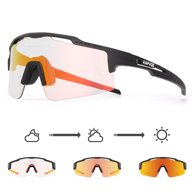 2023 Kapvoe Photochromic Cycling Glasses Sunglasses for Men Women Sport Speed Road Mtb Mountain Bike Bicycle Cycl Eyewear Goggle