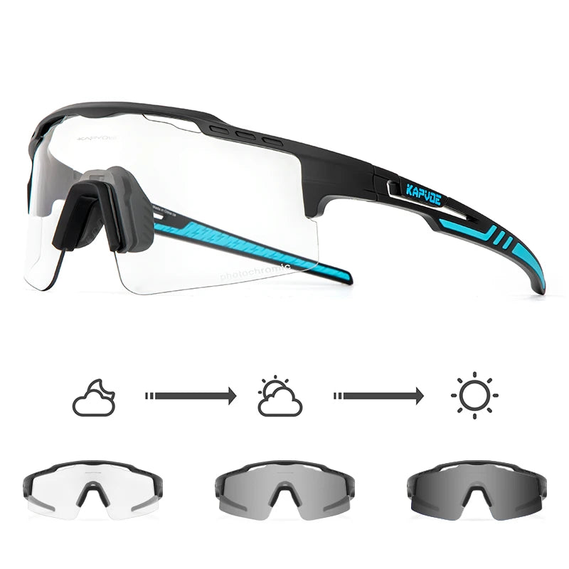 2023 Kapvoe Photochromic Cycling Glasses Sunglasses for Men Women Sport Speed Road Mtb Mountain Bike Bicycle Cycl Eyewear Goggle
