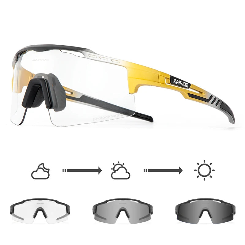 2023 Kapvoe Photochromic Cycling Glasses Sunglasses for Men Women Sport Speed Road Mtb Mountain Bike Bicycle Cycl Eyewear Goggle