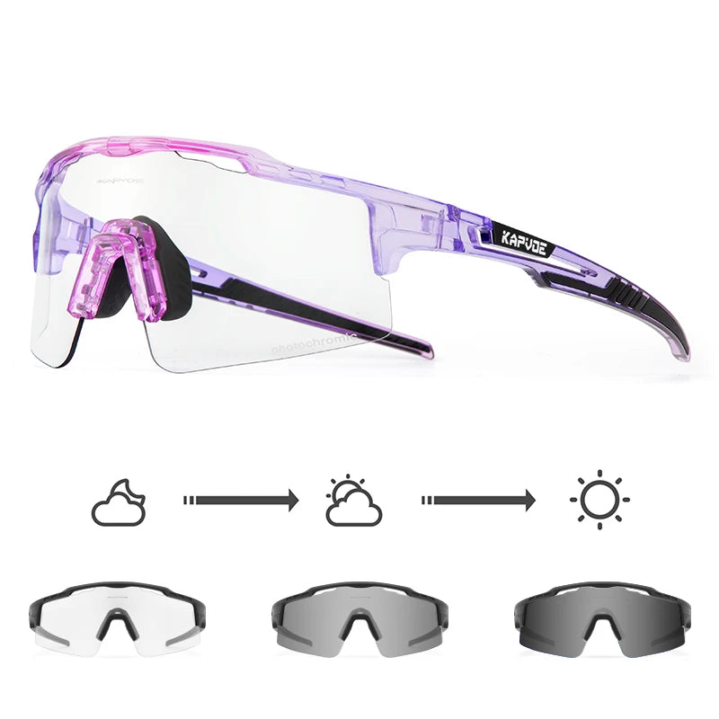 2023 Kapvoe Photochromic Cycling Glasses Sunglasses for Men Women Sport Speed Road Mtb Mountain Bike Bicycle Cycl Eyewear Goggle