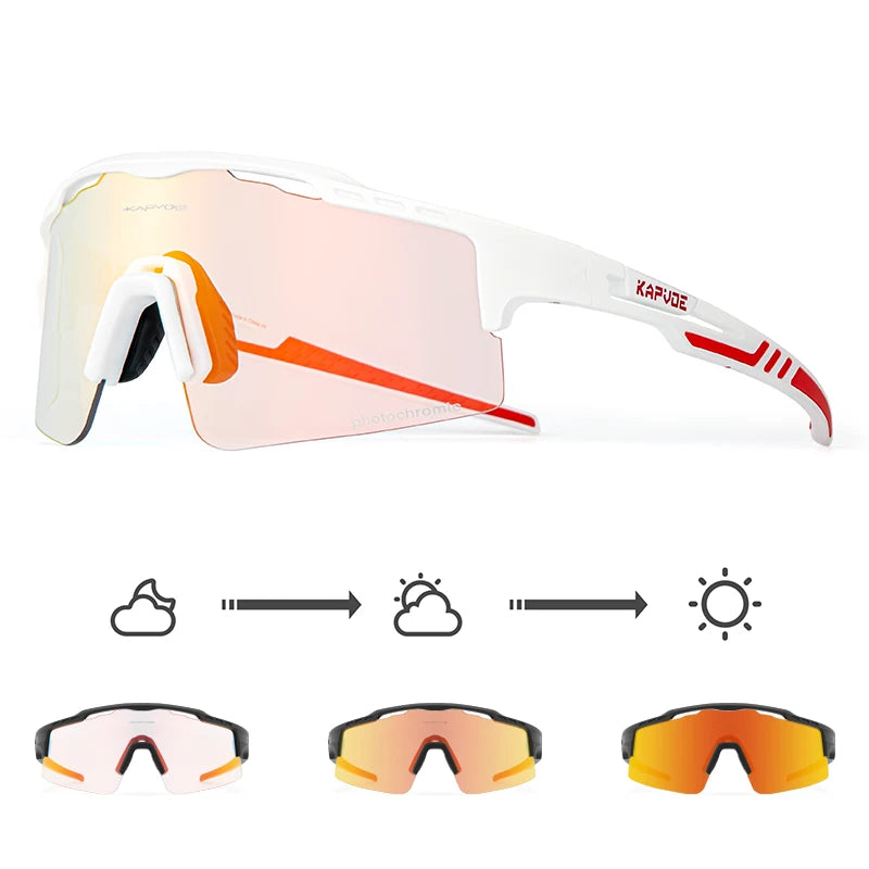 2023 Kapvoe Photochromic Cycling Glasses Sunglasses for Men Women Sport Speed Road Mtb Mountain Bike Bicycle Cycl Eyewear Goggle