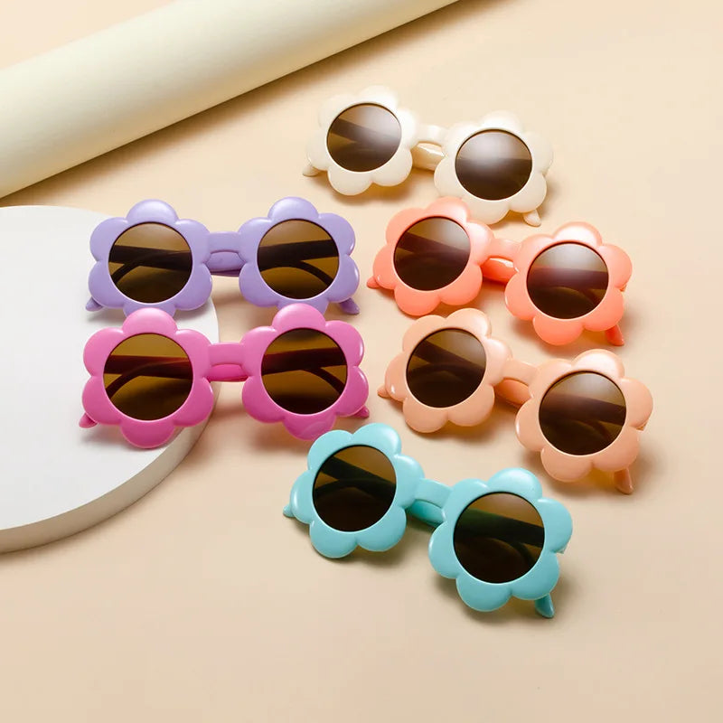 2024 New Children Cute Colors Acrylic Sun Flower Sunglasses UV400 Baby Girls Outdoor Protection Sunglasses Kids Sun Glasses