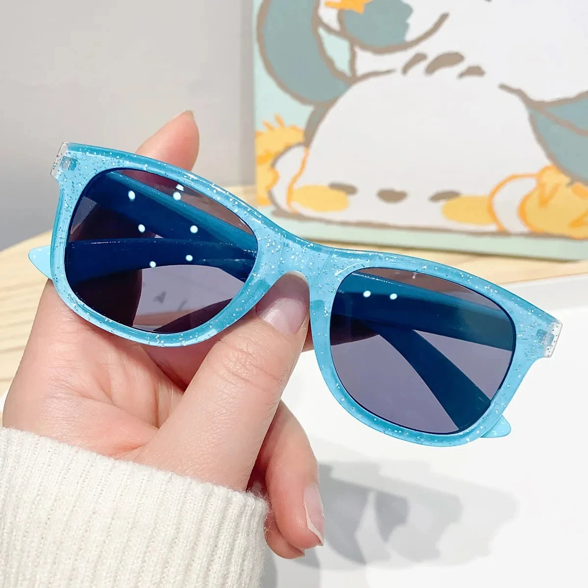 2024 New Trendy Cool Children's Colorful Shiny Square Sunglasses Girls Trendy Fashionable Cute Sun Glasses Kids Eyewear