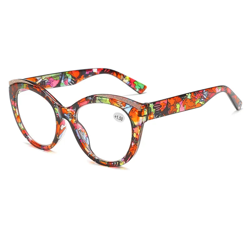 Ahora Lady's Sequin Reading Glasses Cat Eyes Big Frame Presbyopic Eyeglasses +1.0+2.0+2.5+...4.0 Europe&America