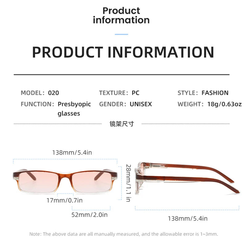 Ahora Gradient Tea Lens Presbyopia Reading Glasses For Women Men Ultralight Far Sighted Eyeglasses +1.0+1.5+2.0+2.5+3.0+3.5+4.0
