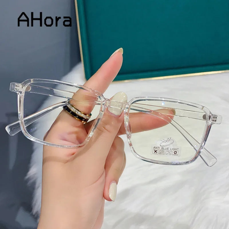 Ahora Square Reading Glasses Frame Ultalight Anti Blue Light Transparent Presbyopic Eyeglasses Goggles New +1.0...+4.0