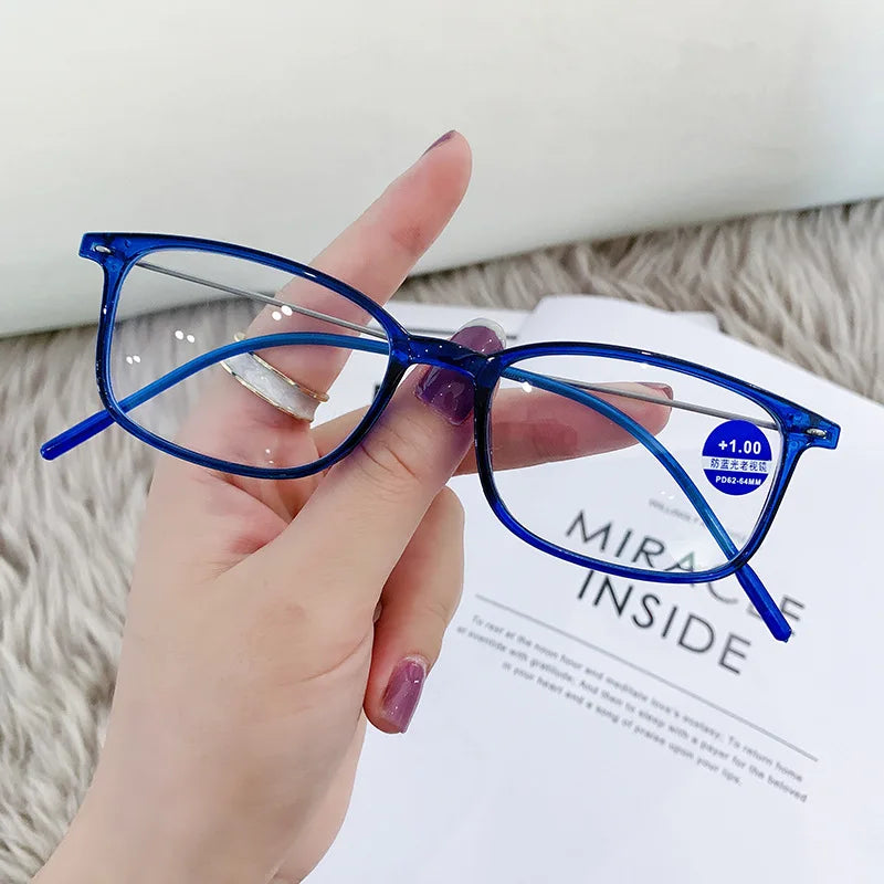 Ahora UltraLight Square Reading Glasses Women Men Blue Light Filter Presbyopia Eyewear With DIopter +1.0 1.5 2.0 2.5 3.0 3.5 4