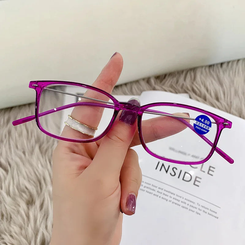 Ahora UltraLight Square Reading Glasses Women Men Blue Light Filter Presbyopia Eyewear With DIopter +1.0 1.5 2.0 2.5 3.0 3.5 4