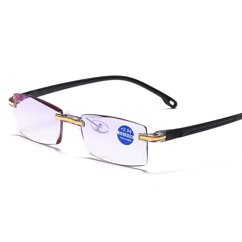 Anti Blue Light Reading Glasses Men Business Rimless Presbyopic Eye Glasses Women Vintage Ultralight Optical Farsighted Eyewear