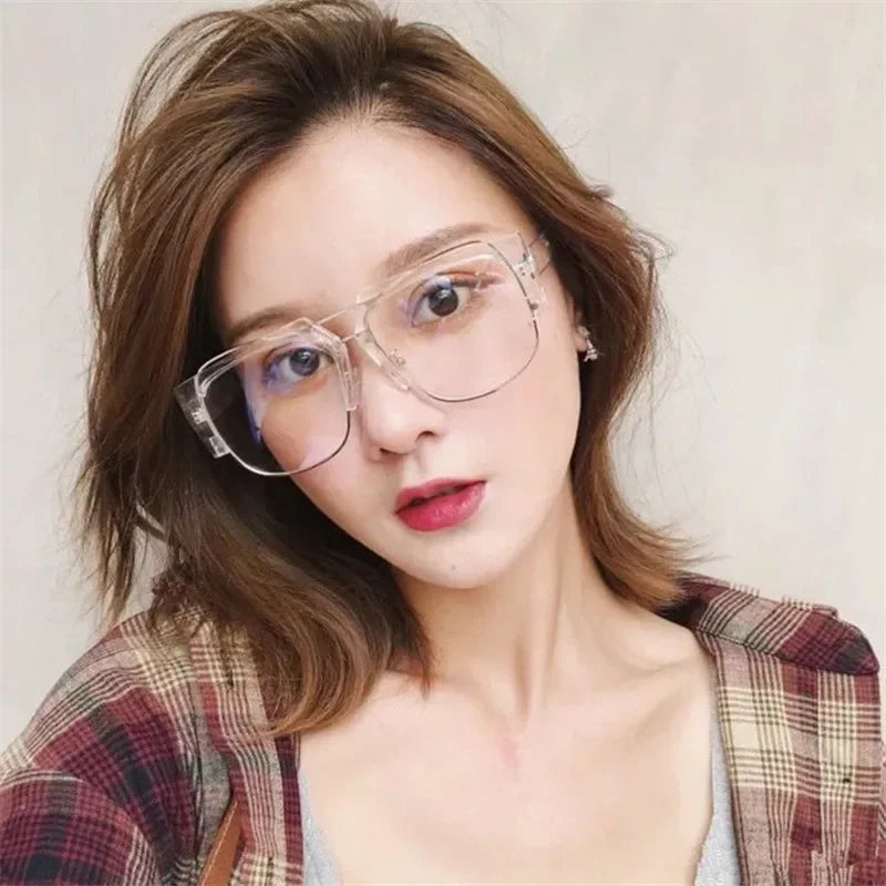 Big Frame Anti-blue Glasses Women Plain Glasses Men Eyewear Cute Decorative Computer Glasses