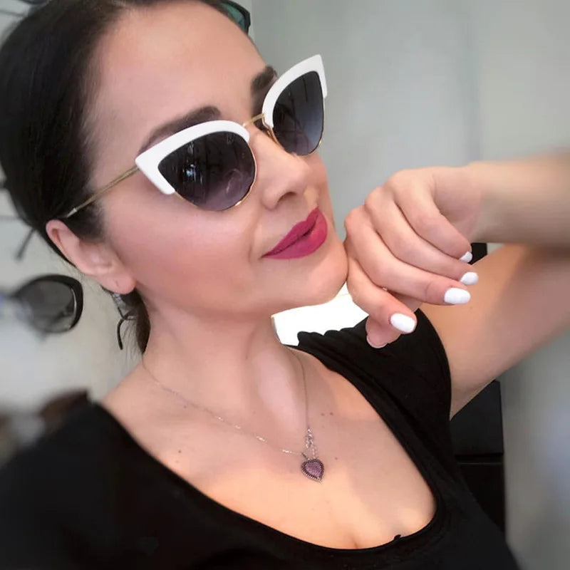 Cat Eye Sunglasses Women Vintage Luxury Brand Designer Black Glasses Sun Glasses For female Big Frame UV400 Eyewear Shades