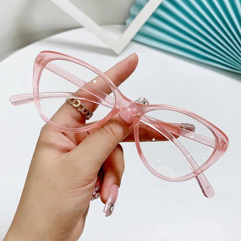 Cat Eye Triangle Frame Plain Glass Spectacles Classic Men Women Reading Eyewear Retro Triangle Frame Transparent Eyeglasses