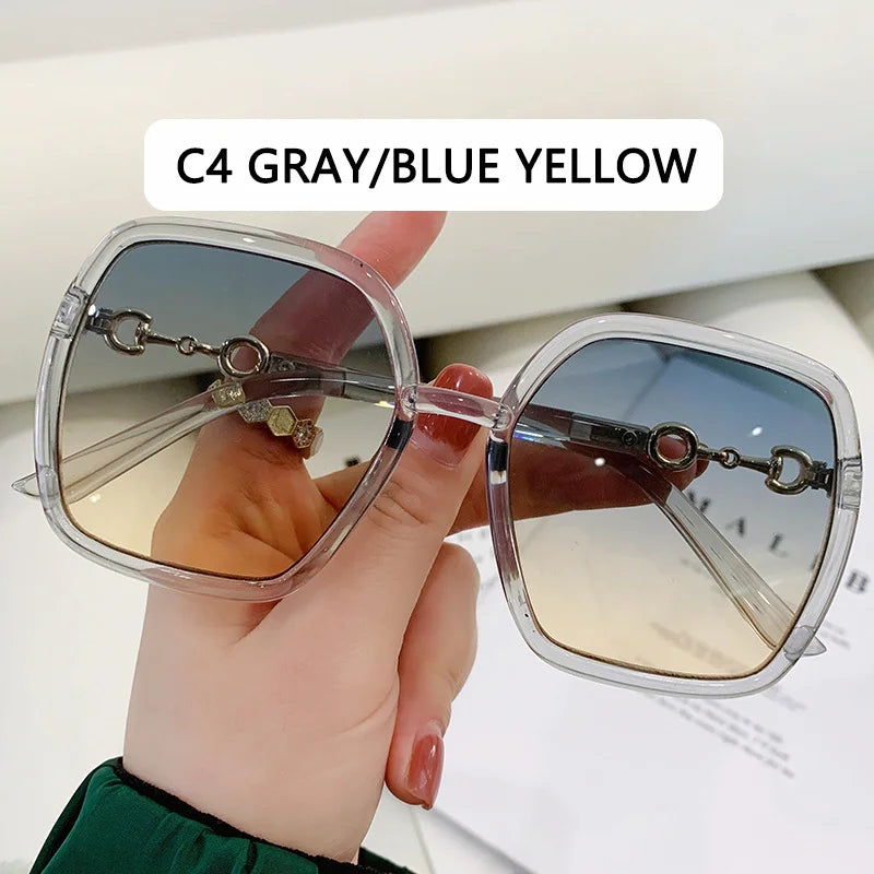Designer Square Sunglasses Woman Retro Vintage Gradient Sun Glasses Female Clear Lens Black White Oculos De Sol