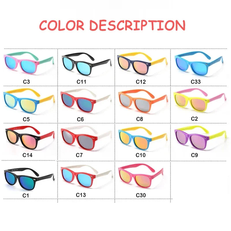 Kids Sunglasses Children Polarized Sun Glasses Boys Girls Glasses Silicone Safety Baby Shades UV400 Eyewear Age 3-12