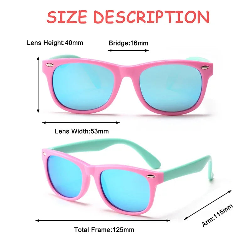 Kids Sunglasses Children Polarized Sun Glasses Boys Girls Glasses Silicone Safety Baby Shades UV400 Eyewear Age 3-12