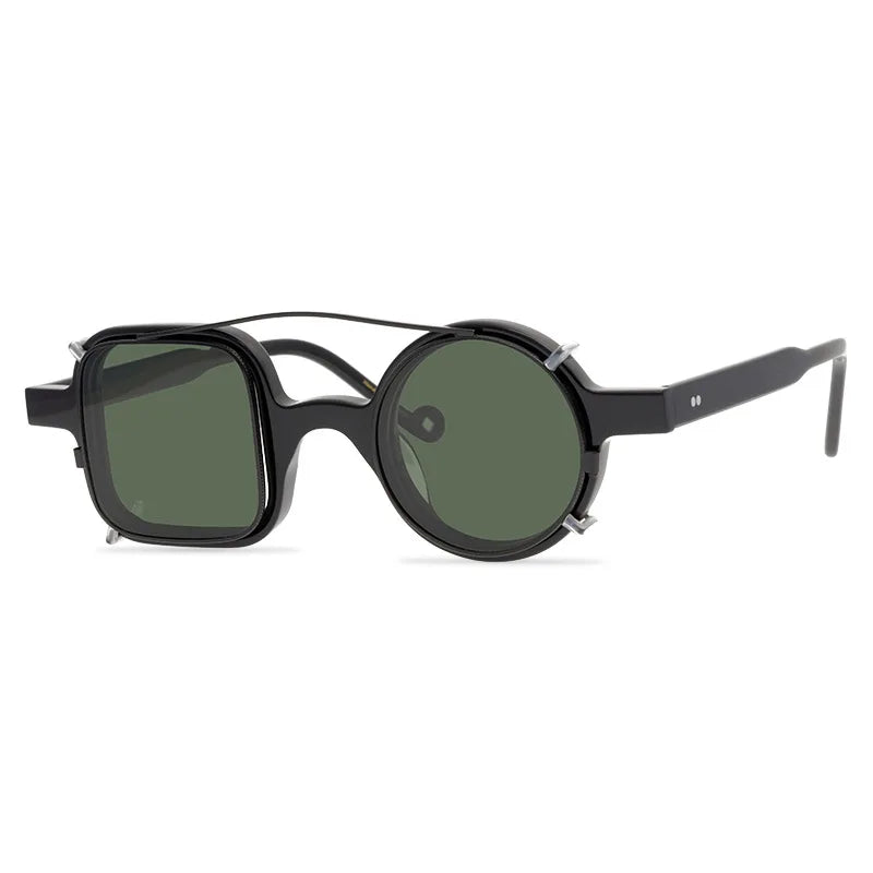 Retro Left Round Right Square Irregular Sunglasses Polarized Clip Acetate Frame Sunglasses Woman Sun Glasses Vintage