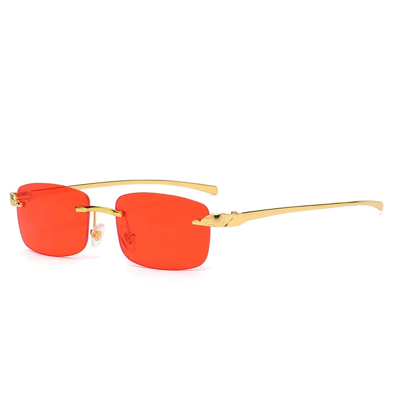Vintage Rimless Square Sunglasses Women Men Luxury Brand Designer Popular Travel Driving Metal Small Sun Glasses
