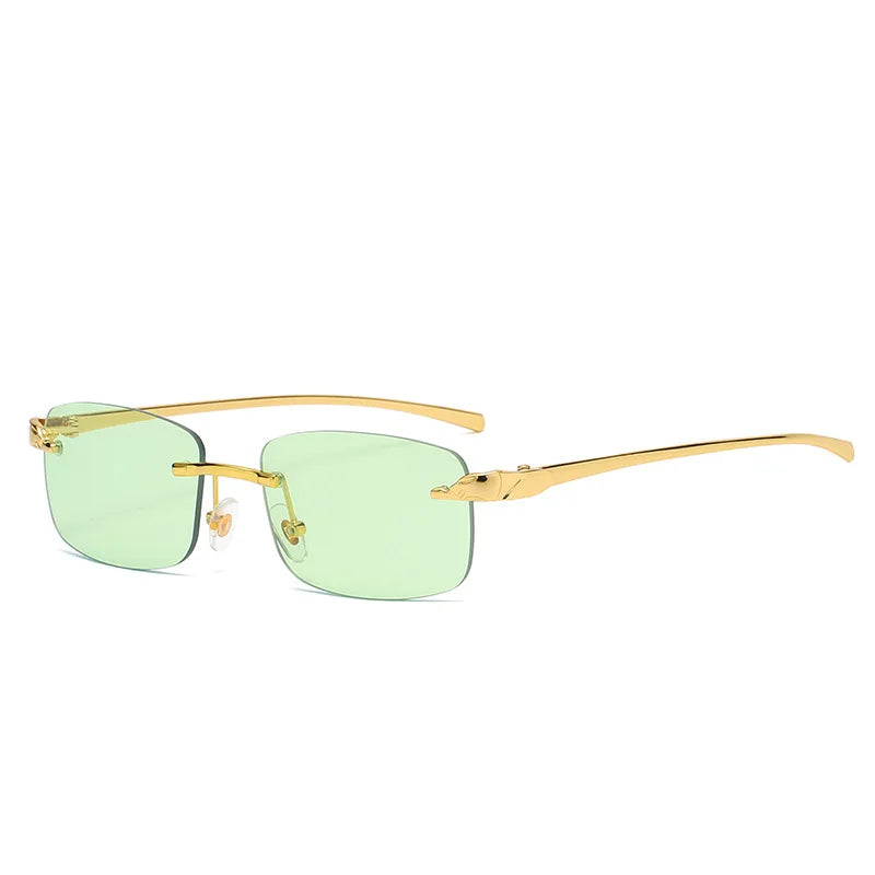Vintage Rimless Square Sunglasses Women Men Luxury Brand Designer Popular Travel Driving Metal Small Sun Glasses