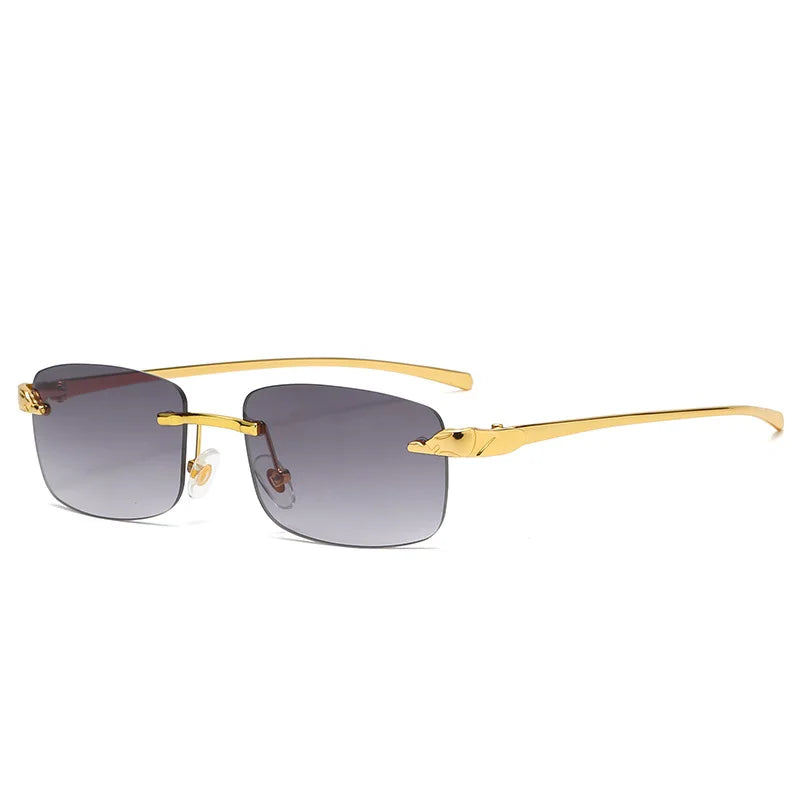 Vintage Rimless Square Sunglasses Women Men Luxury Brand Designer Popular Travel Driving Metal Small Sun Glasses