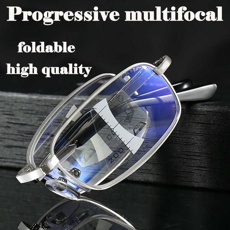 Folding Progressive Reading Glasses Multifocal Unisex Blue Blocking Hyperopia Glasses Ultralight UV Protection Eyeglass