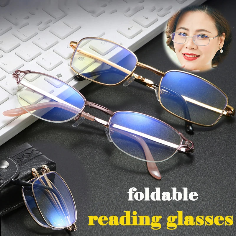 Folding Progressive Reading Glasses Multifocal Unisex Blue Blocking Hyperopia Glasses Ultralight UV Protection Eyeglass