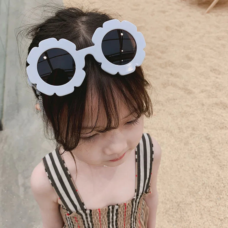 HOOLDW Kids Sunglasses Lovely Round Flower Children Sun Glasses Girls Boy Baby Outdoors Sport Travel Goggle UV400 Shades Glasses
