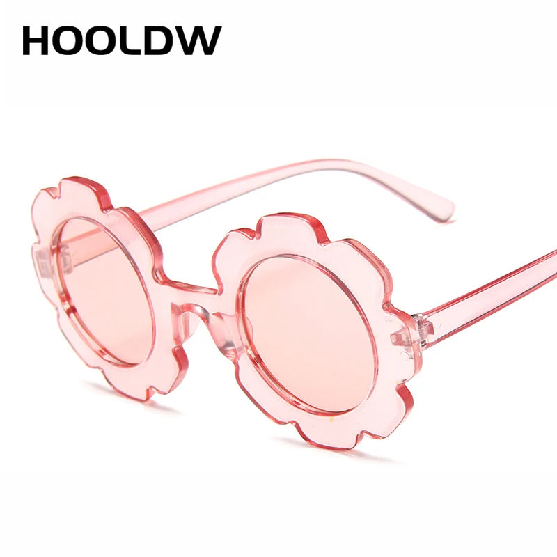 HOOLDW Kids Sunglasses Lovely Round Flower Children Sun Glasses Girls Boy Baby Outdoors Sport Travel Goggle UV400 Shades Glasses